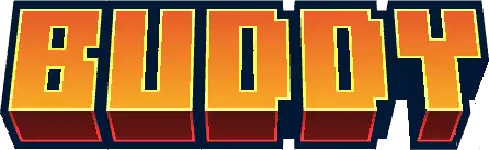 Text BUDDY in bold, blocky letters