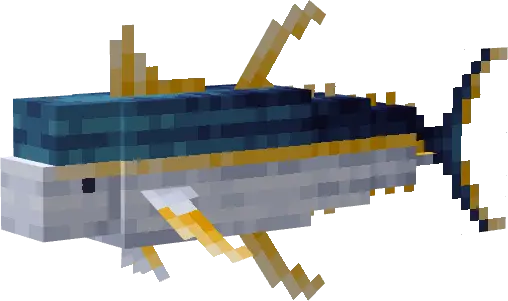 Blocky yellowfin tuna with blue and yellow fins