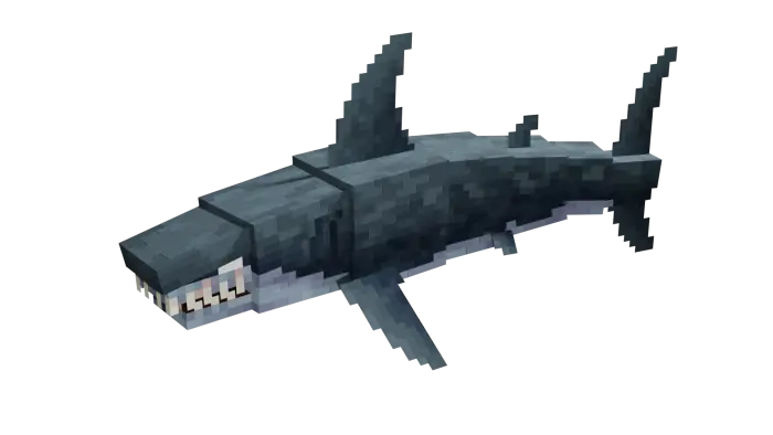 Pixelated shortfin mako shark swimming