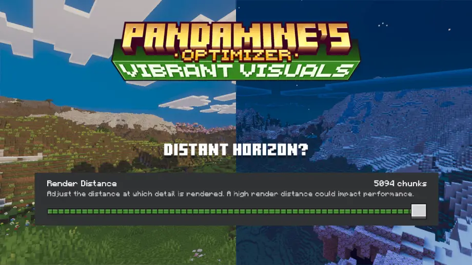 Thumbnail: PandaMine's Vibrant Visuals Optimizer | Vibrant Visuals FPS Boost | Vibrant Visuals Distant Horizons MCBE