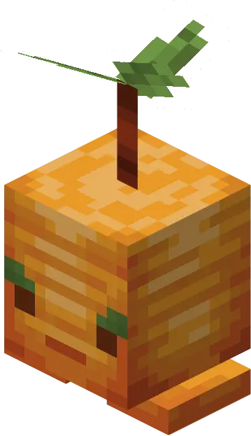 Blocky orange mob with green eyes and leaf