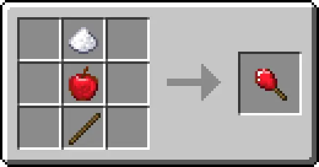 Crafting recipe for a candy apple