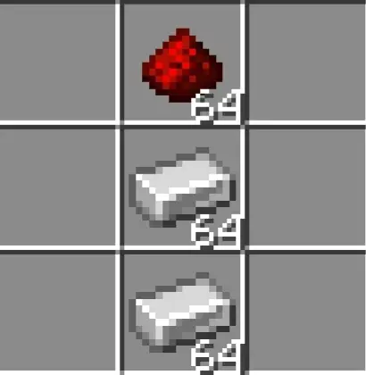 Red dust and iron ingots in grid slots