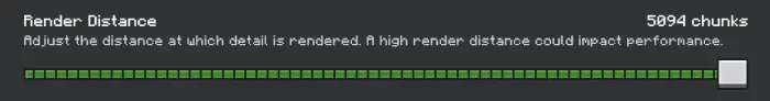 Render distance slider set to 5094 chunks
