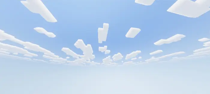 Blocky white clouds in a clear blue sky
