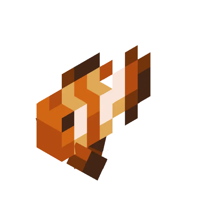 Blocky clownfish mob with orange stripes