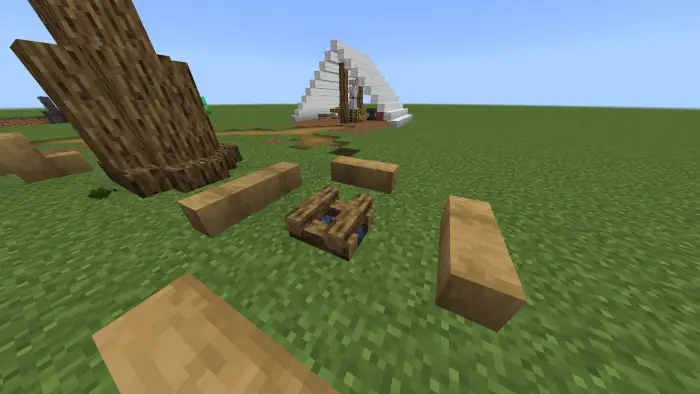 Mini-blocks and wooden bits on grass