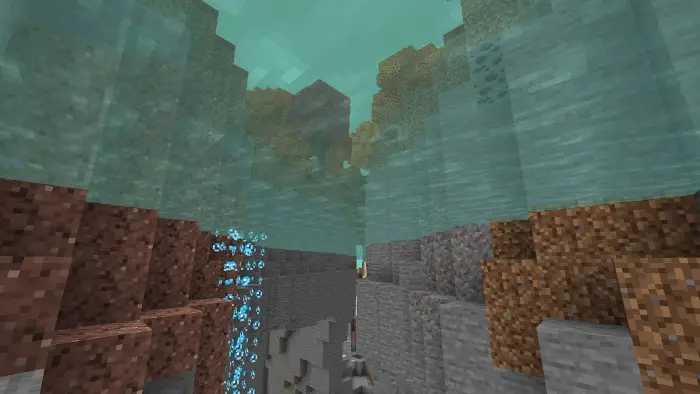 Crystal clear underwater ravine with no fog