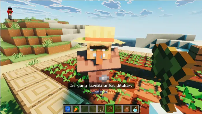 Villager trading with Indonesian subtitles