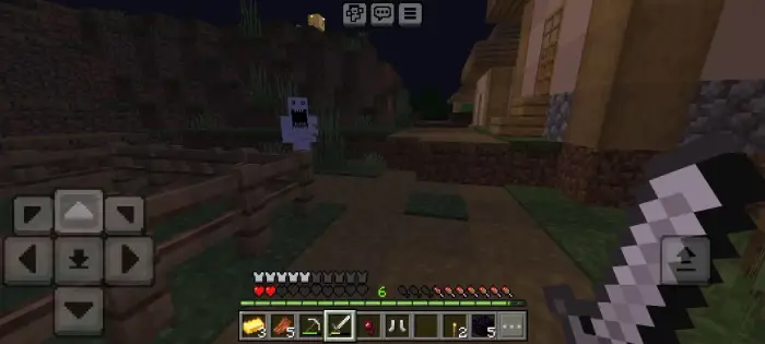 Player encounters ghostly apparition at night.
