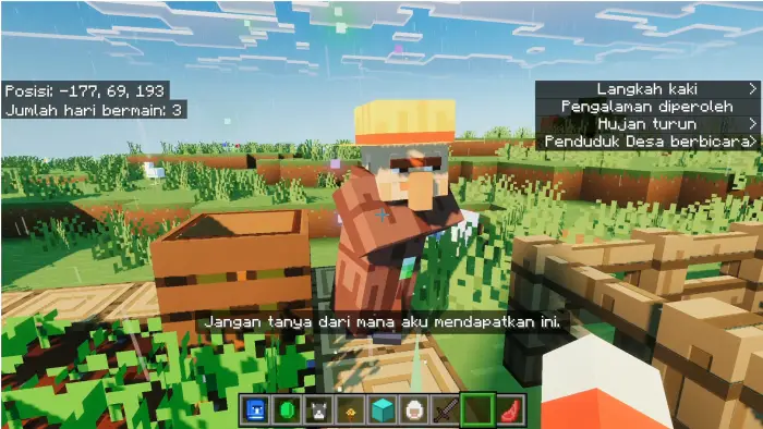 Villager with Indonesian subtitles in-game