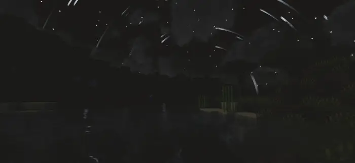 Night sky with stars and glowing reflections