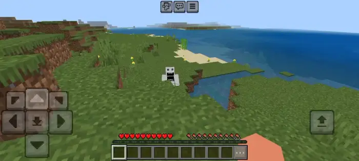 Paranormal entity near a grassy shoreline