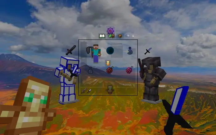 ALT text Sky-themed PvP gear and inventory HUD