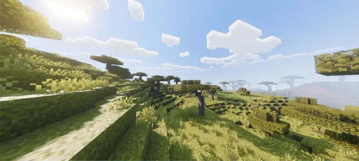 Sunlit savanna with enhanced realistic lighting