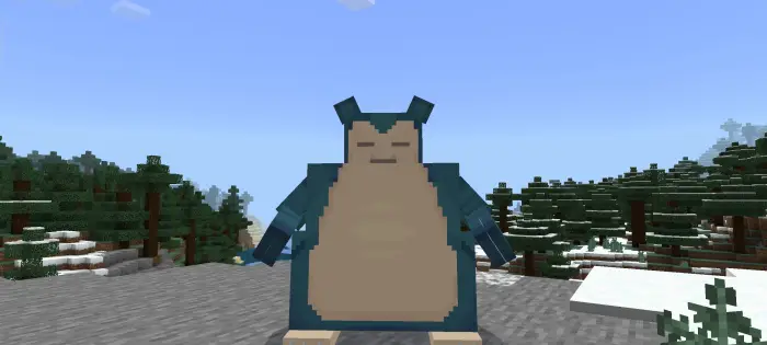 Blocky Snorlax Pok&eacute;mon in snowy forest
