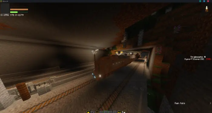 Futuristic freight train in underground tunnel