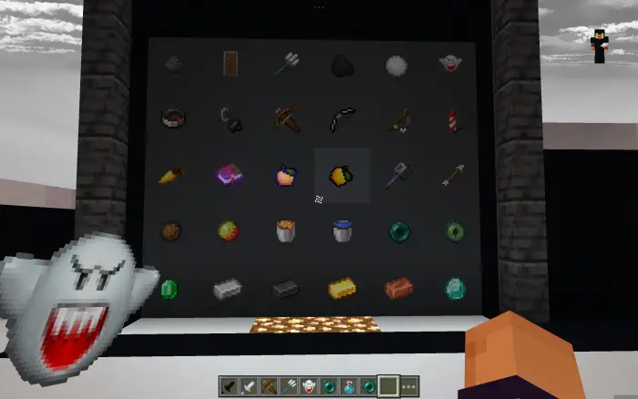 Minimalist item menu with Boo ghost totem