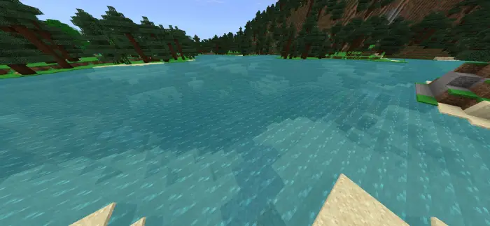 Clear, glowing water with vibrant colors