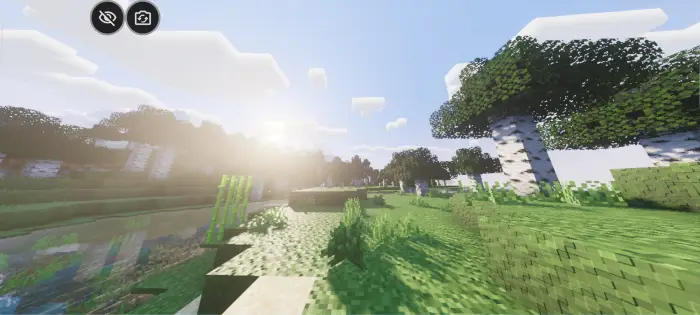 Realistic lighting and sunrays over grassy terrain