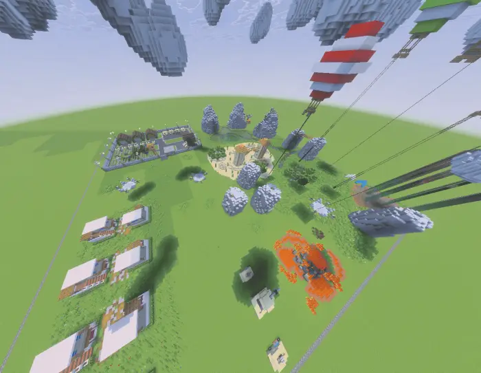 Battle royale map with varied terrain zones