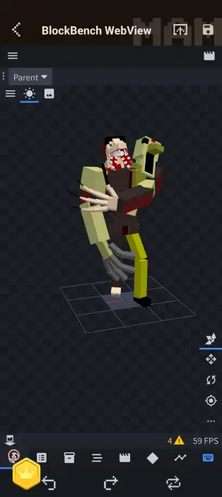 Blocky horror creature with claws and fangs