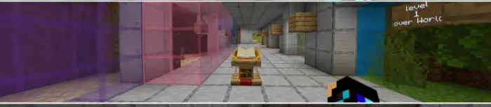 Player in parkour map with colored glass walls