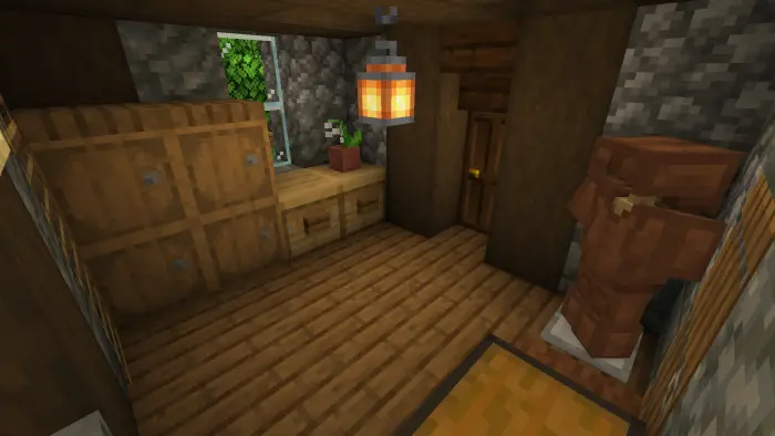 Cozy medieval house interior with armor.