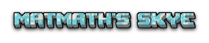 ALT Blocky blue text MATMATHS SKYE on black.