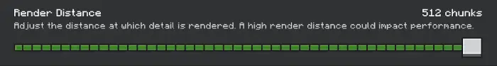 Render distance slider set to 512 chunks