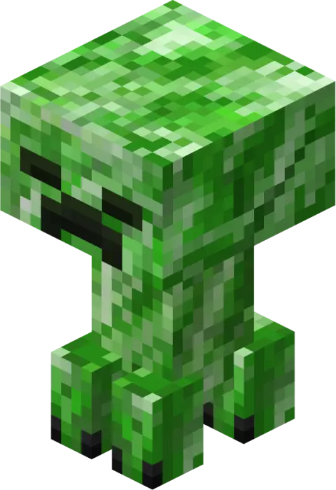 Pixelated green hostile mob character