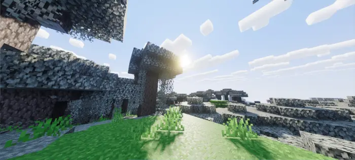 Sunlight and shadows on detailed terrain
