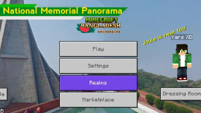 Bangladeshi-themed game menu with monument