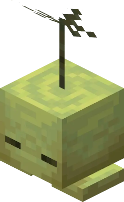 Green blocky creature with a sprout on top