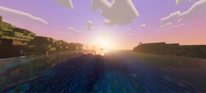Sunset over water with realistic lighting
