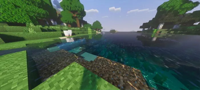 Realistic water reflections and bright lighting