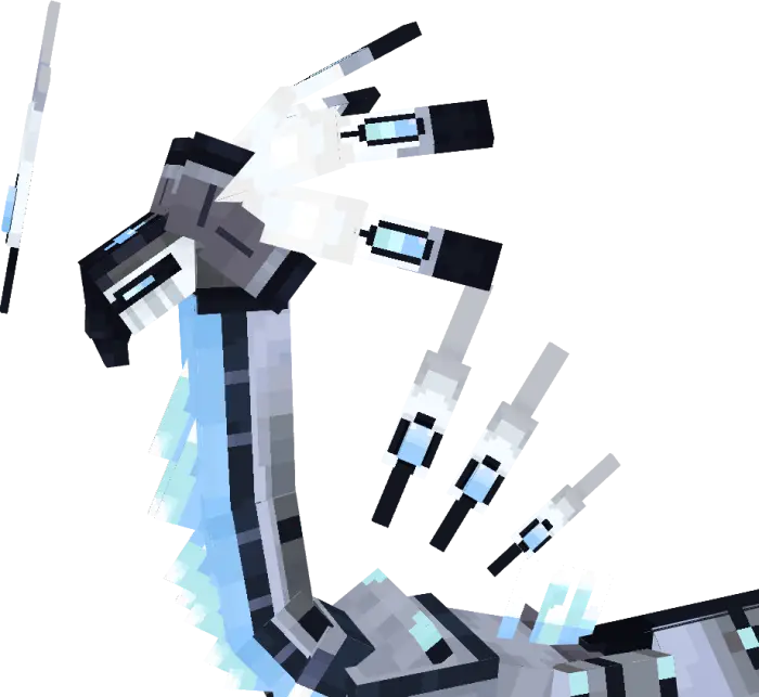 Pixelated giant creature with icy blue claws
