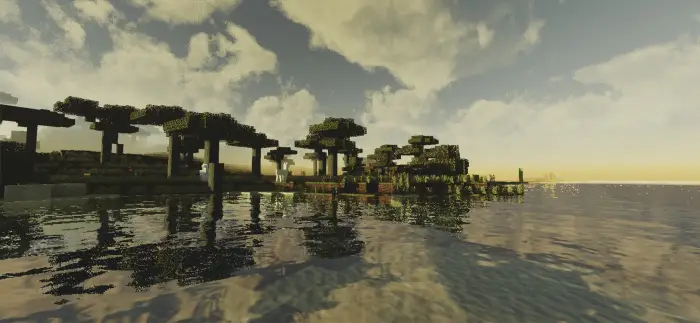 Realistic water reflections at sunset