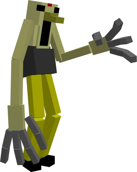 Blocky horror creature with long arms.