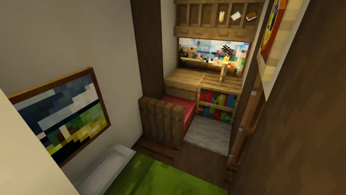 Cozy furnished survival cottage interior
