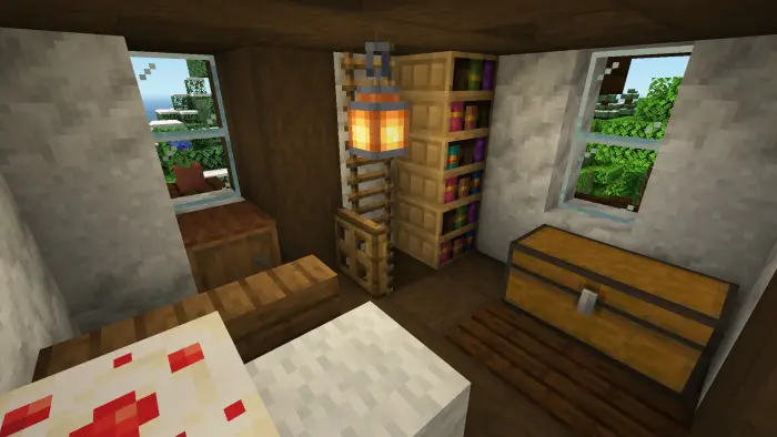 Cozy medieval house interior with chest