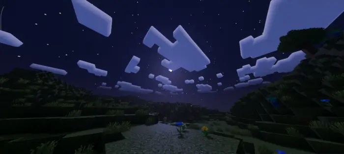 Night sky with clouds and enhanced lighting