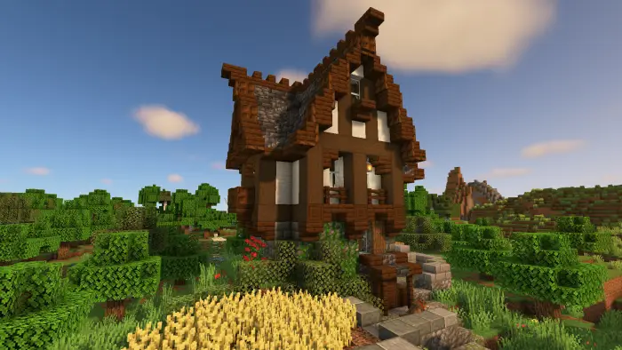 Medieval cottage with detailed rustic design