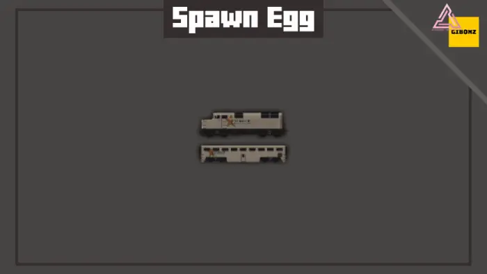 Two pixel-style train cars on a gray background