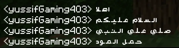 Arabic chat text displayed correctly