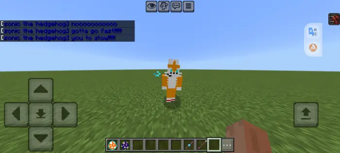 Blocky fox character mod on grassy plain