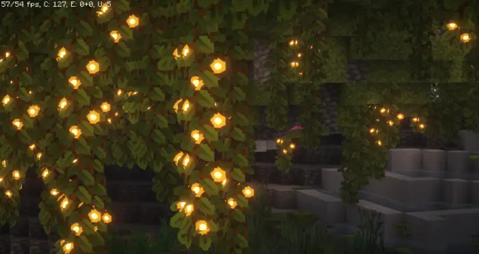Glowing vines and smooth stone blocks