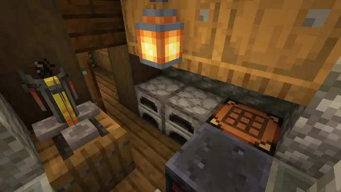 Cozy medieval house interior with tools