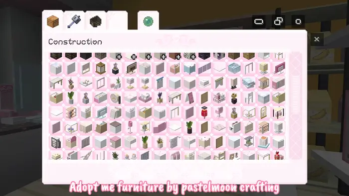 Pastel pink coquette furniture addon menu
