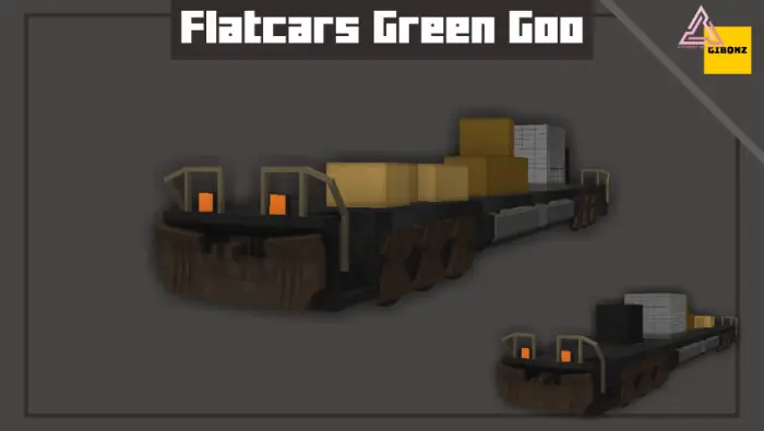 Flatbed train car with cargo boxes